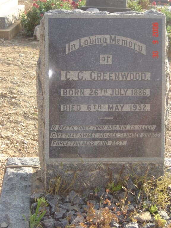 GREENWOOD C.G. 1886-1932