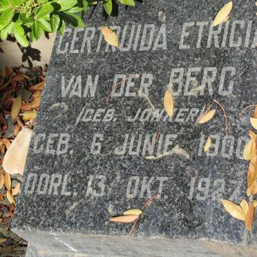 BERG Gertruida Etricia, van der nee JONKER 1900-1927