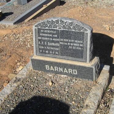 BARNARD A.H.S. nee v. HUYSSTEEN 1880-1948