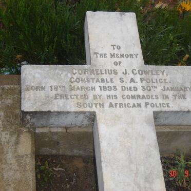 COWLEY Cornelius J. 1893-1918