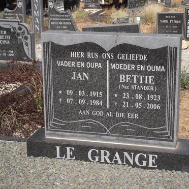 GRANGE Jan, le  1915-1984 &amp; Bettie STANDER 1923-2006