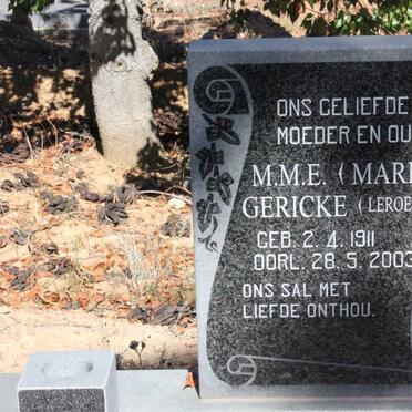 GERICKE M.M.E. nee LEROES 1911-2003