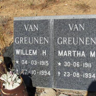 GREUNEN  Willem H., van 1915-1994 &amp; Martha M. 1911-1994