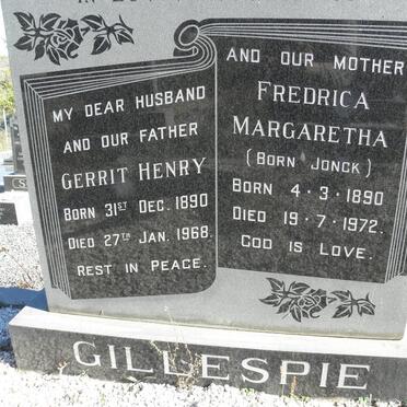 GILLESPIE Gerrit Henry 1890-1968 &amp; Fredrica Margaretha JONCK 1890-1972