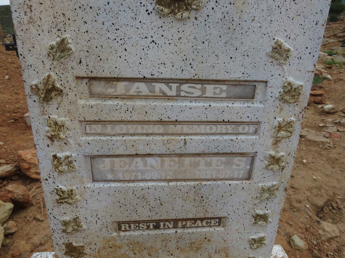 JANSE Jeanette S. 1971-2021