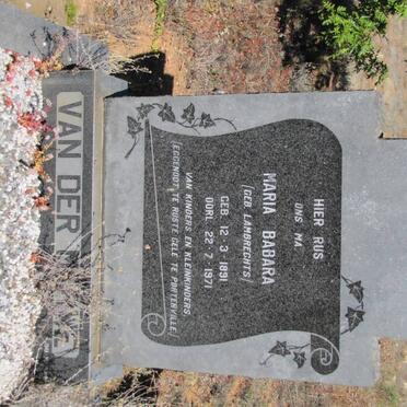 MERWE Maria Babara, van der nee LAMBRECHTS 1891-1971