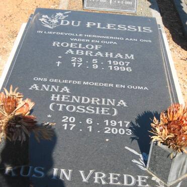 PLESSIS Roelof Abraham, du 1907-1996 &amp; Anna Hendrina 1917-2003