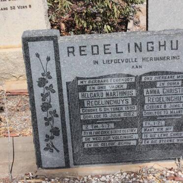 REDELINGHUYS Helgard Marthinus 1890-1962 &amp; Anna Christina 1894-1982