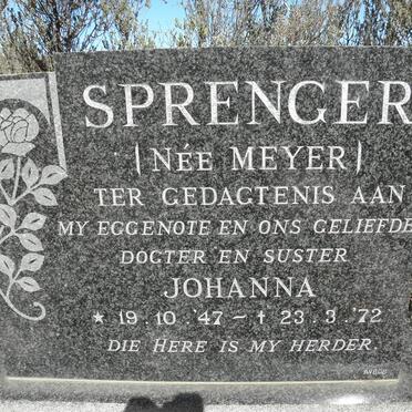 SPRENGER Johanna nee MEYER 1947-1972
