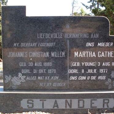STANDER Johannes Christian Willem 1888-1970 &amp; Martha Catherine YOUNG 1892-1977