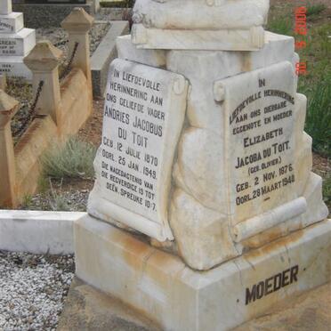 TOIT Andries Jacobus, du 1870-1949 &amp; Elizabeth Jacoba OLIVIER 1876-1940