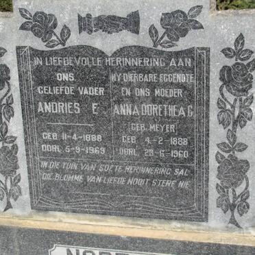 ? Andries E. 1888-1969 &amp; Anna Dorethea G. MEYER 1888-1960