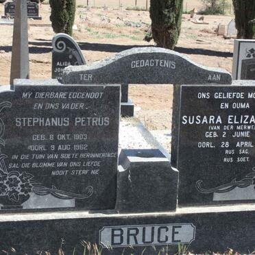 BRUCE Stephanus Petrus 1903-1962 &amp; Susara Elizabeth VAN DER MERWE 1914-1998