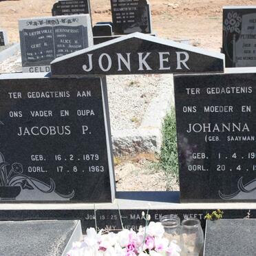 JONKER Jacobus P. 1879-1963 &amp; Johanna M. SAAYMAN 1904-1984
