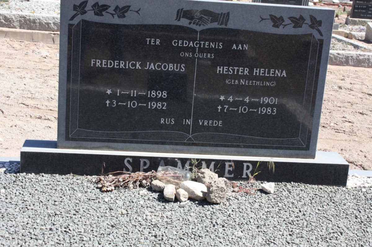 SPAMMER Frederick Jacobus 1898-1982 &amp; Hester Helena NEETHLING 1901-1983