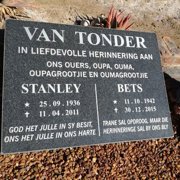 TONDER Stanley, van 1936-2011 &amp; Bets 1942-2015