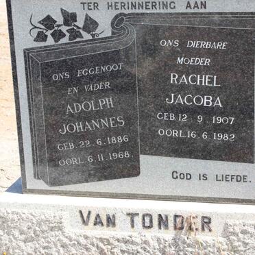 TONDER Adolph Johannes, van 1886-1968 &amp; Rachel Jacoba 1907-1982