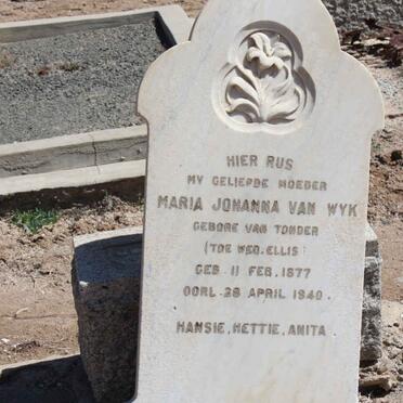 WYK Maria Johanna, van voorheen ELLIS nee VAN TONDER 1877-1940