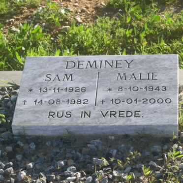 DEMINEY Sam 1926-1982 &amp; Malie 1943-2000