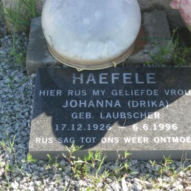 HAEFELE Johanna nee LAUBSCHER 1926-1996
