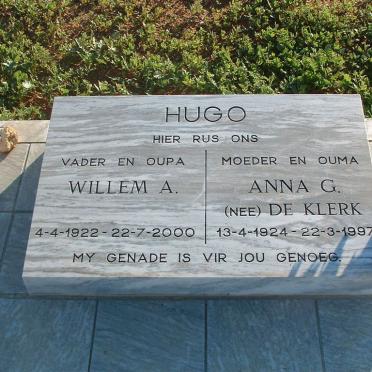 HUGO Willem A. 1922-2000 &amp; Anna G. DE KLERK 1924-1997