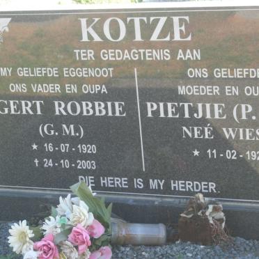KOTZE G.M. 1920-2003 &amp; P.F.L. WIESE 1926-