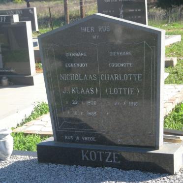 KOTZE Nicholaas J. 1920-1985 &amp; Charlotte 1918-