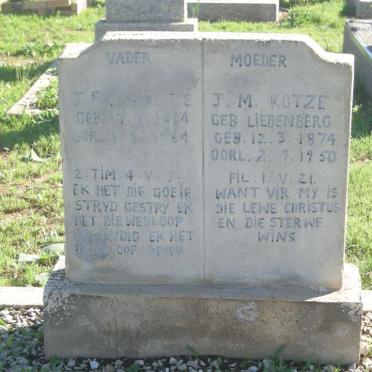 KOTZE J.F. 1864-1964 &amp; J.M. LIEBENBERG 1874-1950