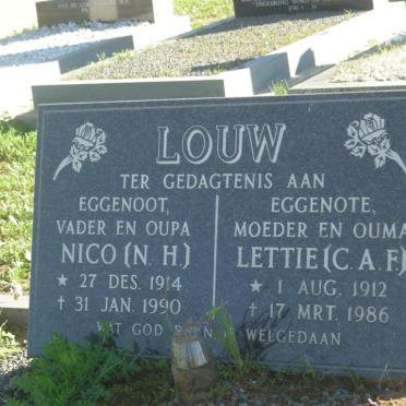 LOUW N.H. 1914-1990 &amp; C.A.F. 1912-1986