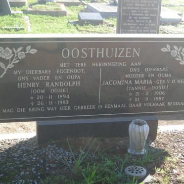 OOSTHUIZEN Henry Randolph 1894-1983 &amp; Jacomina Maria V.D. MERWE 1906-1987