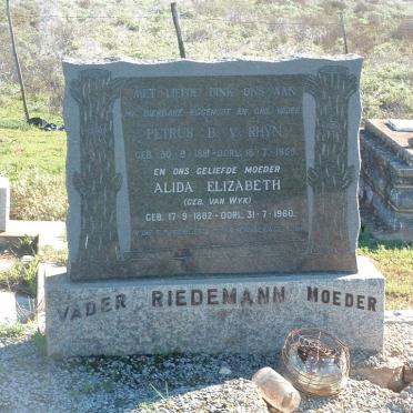 RIEDEMANN Petrus B. v. Rhyn 1881-1955 &amp; Alida Elizabeth VAN WYK 1882-1960