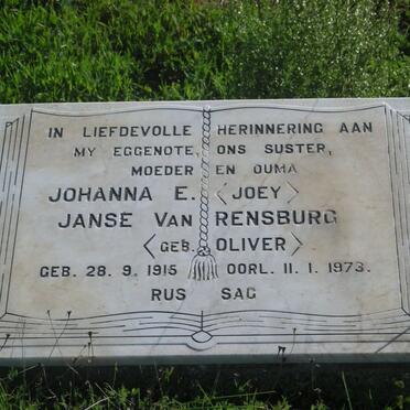 RENSBURG Johanna E., Janse van nee OLIVIER 1915-1973