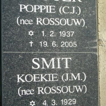 TRUTER C.J. nee ROSSOUW 1937-2005 :: SMIT J.M. nee ROSSOUW 1929-2006