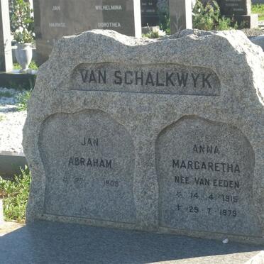 SCHALKWYK Jan Abraham, van 1909- &amp; Anna Margaretha VAN EEDEN 1915-1979