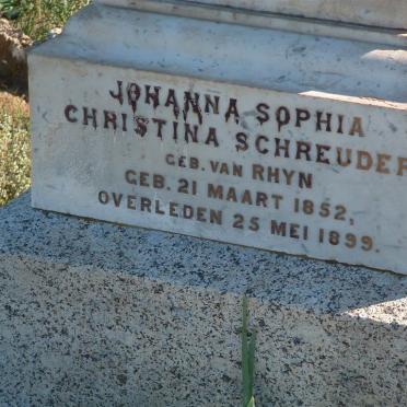 SCHREUDER Johanna Sophia Christina nee VAN RHYN 1852-1899