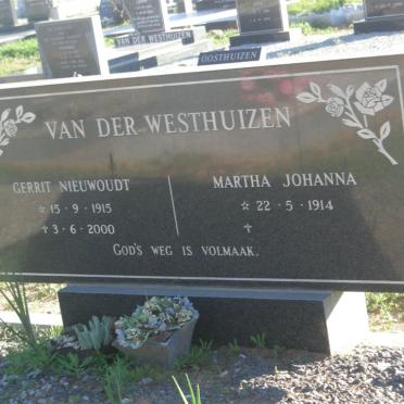 WESTHUIZEN Gerrit Nieuwoudt, van der 1915-2000 &amp; Martha Johanna 1914-