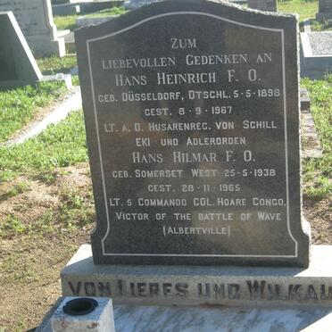 WILKAU Hans Heinrich F.O., von Lieres und 1898-1967 :: WILKAU Hans Hilmar F.O., von Lieres und 1938-1965