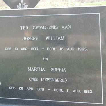 ? Joseph William 1877-1965 &amp; Martha Sophia LIEBENBERG 1879-1963
