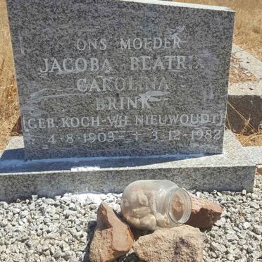 BRINK Jacoba Beatrix Carolina voorheen NIEUWOUDT nee KOCH 1903-1982