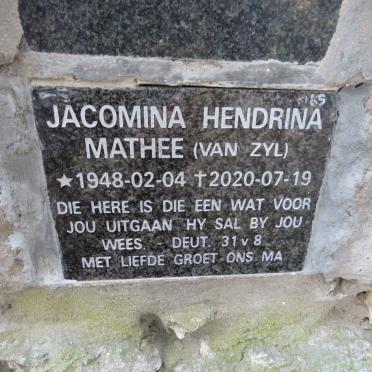 MATHEE Jacomina Hendrina nee VAN ZYL 1948-2020