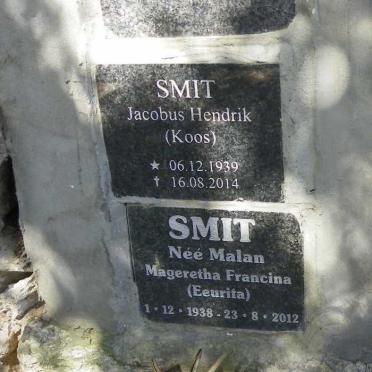 SMIT Jacobus Hendrik 1939-2014 &amp; Mageretha Francina MALAN 1938-2012