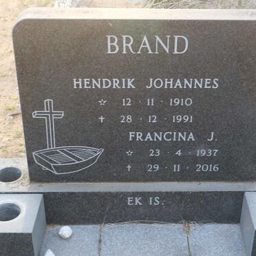 BRAND Hendrik Johannes 1910-1991 &amp; Francina J. 1937-2016