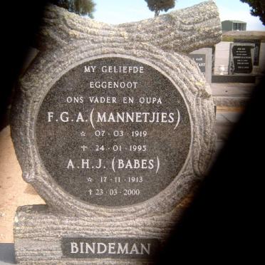 BINDEMAN F.G.A. 1919-1995 &amp; A.H.J. 1913-2000