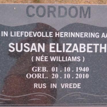 CORDOM Susan Elizabeth nee WILLIAMS 1940-2010