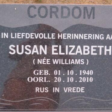 CORDOM Susan Elizabeth nee WILLIAMS 1940-2010