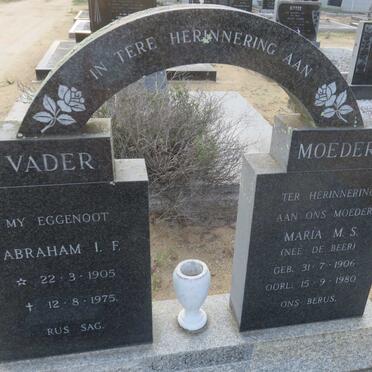 COETZEE Abraham I.F. 1905-1975 &amp; Maria M.S. DE BEER 1906-1980