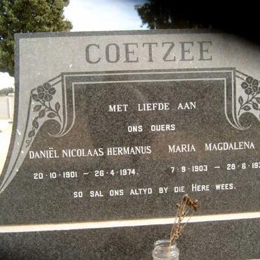 COETZEE Daniel Nicolaas Hermanus 1901-1974 &amp; Maria Magdalena 1903-1934