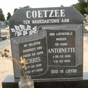 COETZEE Chris 1936-2000 &amp; Antoinette 1936-2001
