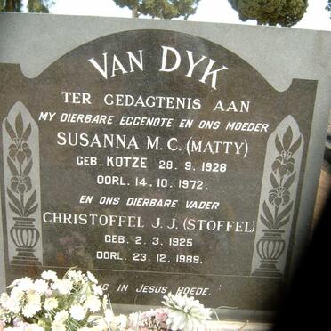 DYK Christoffel J.J., van 1925-1989 &amp; Susanna M.C. KOTZE 1928-1972