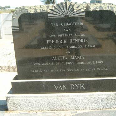 DYK Frederik Hendrik, van 1896-1968 &amp; Aletta Maria MARAIS 1900-1969